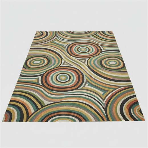 Retro Circle Pattern Tufted Area Rug, Modern Abstract Carpet - Etsy