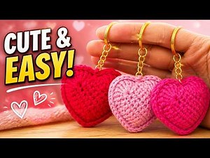 Crochet Heart Keychain Pattern 💖| Easy Tutorial for Beginners!