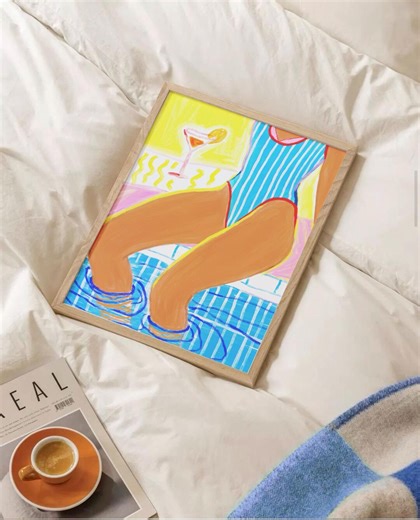 Summer Pool Art Print, Poolside Wall Art, Swimsuit Illustration, Colorful Decor - Etsy