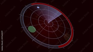 Futuristic HUD radar animation. 3d radar hud animation.