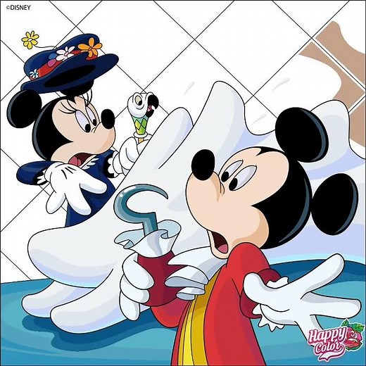 Happy Color - Disney Halloween: Mickey Mouse And Minnie Mouse Gets Scared By A Ghost
