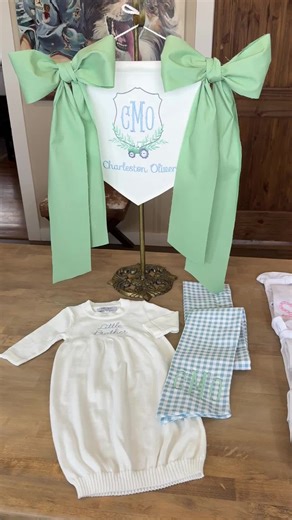 Sweetest little boy bundle 💙 #embroidery #littleboy #grandmillenial #customembroidery #babybundle