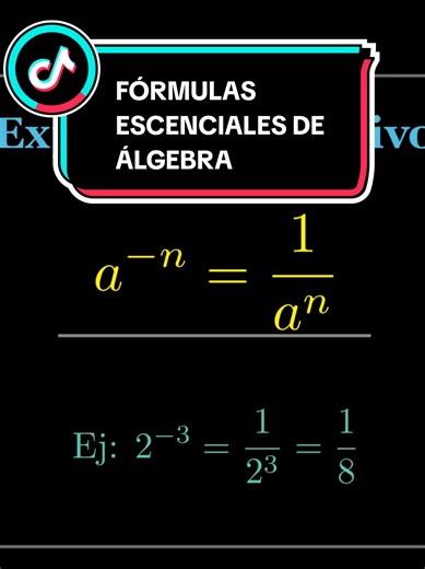 FORMULAS ESCENCIALES DE ÁLGEBRA QUE DEBES SABER #teoriadeexponentes #algebrabasica #leydeexponentes #math #matematicabasica
