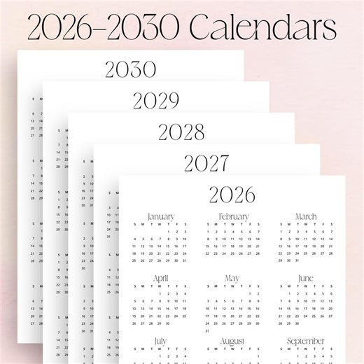 2026-2030 Wall Calendar Set 5 Years Calendar 2026 to 2030 Calendar Portrait PRINTABLE PDF 2026 2027 2028 2029 2030 A3 A4 US Letter Stylish - Etsy Canada