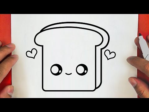 HOW TO DRAW A CUTE TOAST, BREAD SLICE, STEP BY STEP, DRAW Cute things