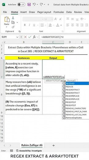 Extract Data within Multiple Brackets / Parentheses within a Cell Excel 365 | REGEXEXTRACT #shorts