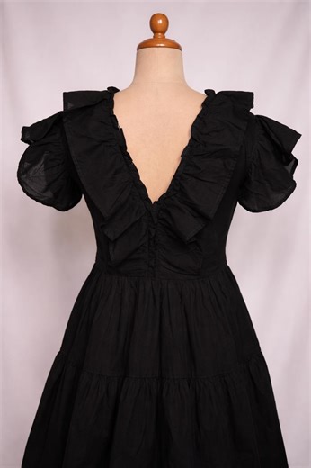 Top noir à basque à volants, chemisier à manches flottantes, tenue de bureau chic pour soirée - Etsy France