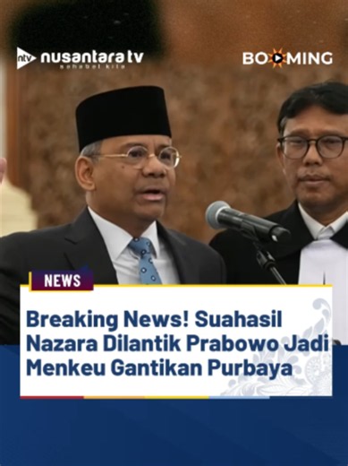 Presiden Prabowo kembali merombak jajaran Kabinet Merah Putih pada Senin (14/9) sore. Kali ini Suahasil Nazara dilantik menjadi Menteri Keuangan RI menggantikan Purbaya Yudhi Sadewa. Sebelum dilantik sebagai Menkeu, Suahasil menjabat sebagai Wakil Menteri Keuangan sejak 25 Oktober 2019. Pelantikan Suahasil ini dihadiri oleh Wakil Presiden Gibran Rakabuming Raka, Wakil Ketua DPR Sufmi Dasco Ahmad, Menteri Koordinator Bidang Politik dan Keamanan Djamari Chaniago, Menteri Koordinator Bidang Infrast