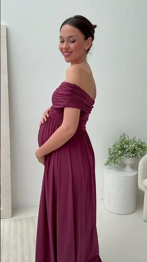 Elegant Maternity Look ❤️ Ariana Maxi Moon Dress in Wine Red