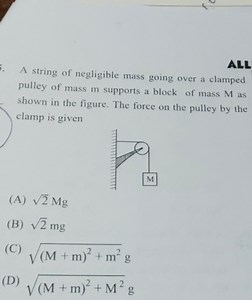 ALLA string of negligible mass going over a clamped pulley of ... | Filo