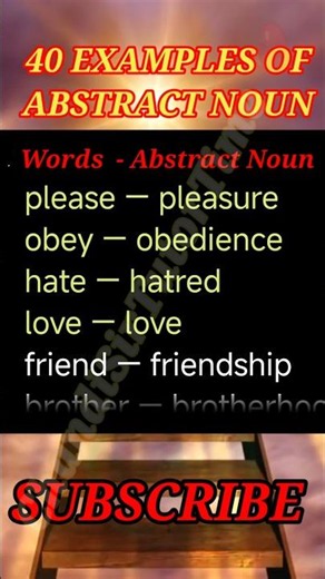 40 Examples of Abstract Noun #abstractnoun #shortsfeed