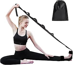 Foot Stretcher and Calf Stretcher for Plantar Fasciitis, Leg Stretching Strap Hamstring Stretcher with Adjustable Loops, Yoga Strap for Stretching Heel Spurs, Drop Foot, Leg,Thigh, Hip