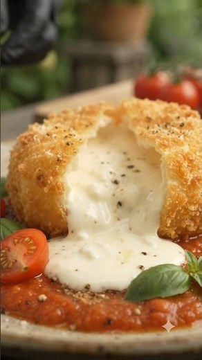 “This Fried Burrata Has the Ultimate Cheese Pull!” #Burrata #BurrataRecipe #foodasmr