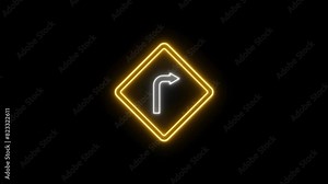 traffic signs turn left and right neon animated traffic signs looping 4k