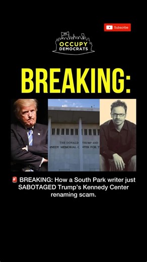 Occupy Democrats on Instagram: "BREAKING: A South Park writer just HUMILIATED Trump’s attempt to rename the Kennedy Center — by snagging ALL the domain names first! 🤯😂 While Trump’s goons were busy slapping his name on a historic cultural institution, comedy writer Toby Morton was already one step ahead — owning TrumpKennedyCenter.org AND .com to turn the whole thing into a roast site. You can fire the board. You can gold-plate the building. But you CAN’T outrun the internet — and Morton’s abo
