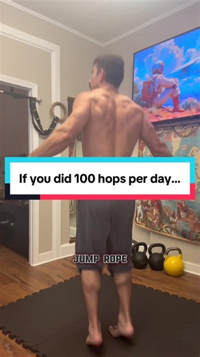 What can 100 hops a day do for you? Do you have the ability to absorb the impact from your entire body? Can you then be explosive and re direct the impact through a hop? This will train elasticity which is something I deem as super important especially for someone like me who works in an office. The ability to stay light on your feet will help me age much more gracefully. Jump training is great too, but this can be a simple start. You don’t need to box jump a ridiculous height while holding weig