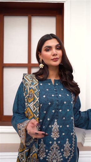 Cool tones meet cozy textures in this Nile blue Naps khaddar suit.#safanoor
