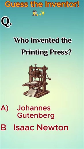 Only 1% Know Who Invented the Printing Press! 🤯#viralquiz #youtubeshorts
