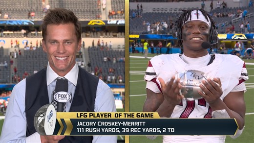 7th round pick Jacory Croskey-Merritt was named Tom Brady's #LFG Player of the Game in the Washington Commanders win in LA! (Presented by Verizon) | NFL on FOX
