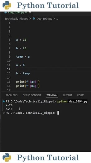 The Cleanest Way to Swap Variables in Python | Python Tutorial