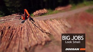 Watch as a Doosan log loader turns heavy lifting into a game of pick-up sticks. | DEVELON North America