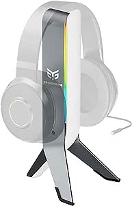 RGB Headset Stand with 2 USB Ports, Fully Adjustable Dynamic LED - Sturdy Holder for PC, Xbox One, PS4 - Ideal for Gaming Desk, Perfect Desk Accessory for Game Setup, Gamer Gifts, White
