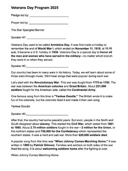 Ready-made Veterans Day Elementary Program