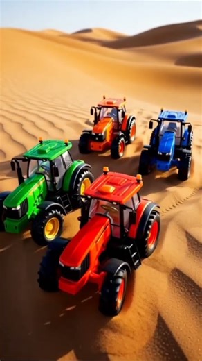 “Four Toy Tractors in the Desert Adventure!” #tracter #shorts