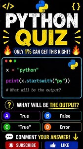 🔥 Easy Looking but Tricky Python startswith() Quiz 🐍🤯 #Shorts