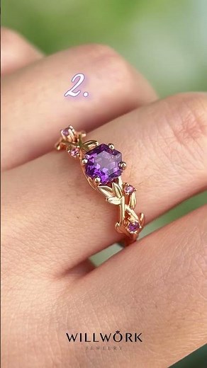 Amethyst Rings in Solid Gold | February Birthstone Jewelry | Purple Gemstone Rings
