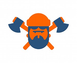 Lumberjack logo. Woodcutter sign. lumberman symbol. feller with beard...