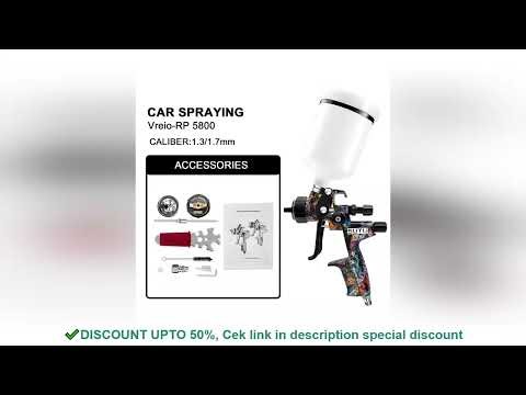 SUTU 5800 Pneumatic Spray Gun, 1.3/1.7mm Set, 600ml Pot, for Car & Furniture Painting, Uniform