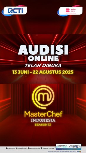 Masterchef Indonesia on Instagram: "Audisi Online MasterChef Indonesia Season 13 telah DIBUKA! Buat kamu yang jago masak langsung aja daftar di aplikasi RCTI+. Jadilah The Next MasterChef Indonesia🔥 #MasterChefIndonesiaSeason13 #MasterChefIndonesia #MCIS13 #MCIS13diRCTI"