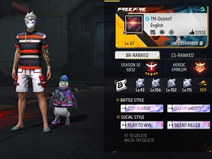 TG Delete’s Free Fire MAX ID, stats, guild, rank, monthly income, and more