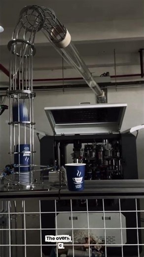 Pneumatic 2-Inch Tube Conveyor Machine Stacking Finished Cups on Automatic Line #tech
