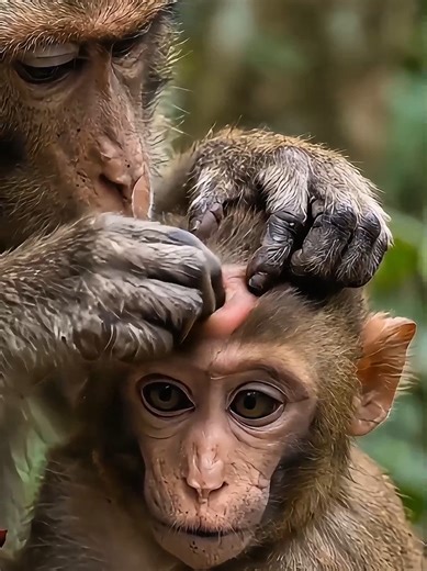 Dr.Moro: Mom macaque gently helping her baby 🐒❤️ A caring macaque mom notices a bump on her baby’s head and gently helps clean it. Moments like this show how strong family care and bonding can be in nature. Nature can be surprising, but also very touching. 🐒✨ #doctormoro #wildlife #macaque #animalfamily #fyp