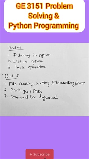 GE3151|Problem Solving and Python Programming|Important questions #shortsfeed
