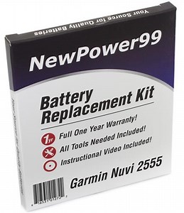 Garmin Nuvi 2555 Battery Replacement Kit with Tools, Video Instructions and Extended Life Battery