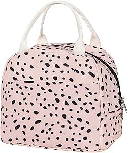 EurCross Pink Lunch Bag for Women,Chic Trendy Portable Lightweight Insulated Small Lunch Box Tote Bag for Preppy College or Adult Work Office