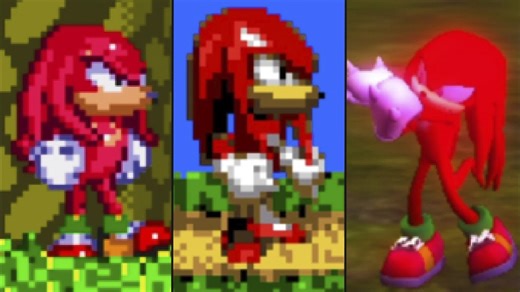 Evolution of Knuckles idle animations (1994-2021)