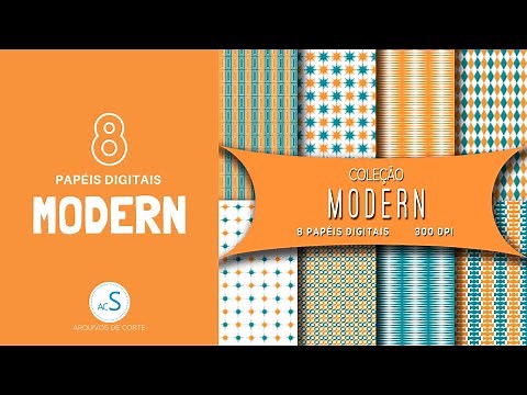 Papel digital grátis Modern - 8 papéis digitais grátis - Azul e laranja