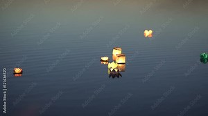 Floating Lotus Flower Paper Lanterns On Water. Festival of water lanterns. Water lanterns on the water. The glow of lanterns on the water. Beautiful floating water lanterns. Romance.