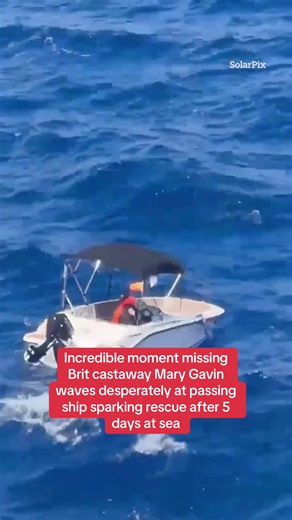Incredible moment missing Brit castaway Mary Gavin waves desperately at passing ship sparking rescue after 5 days at sea #rescue