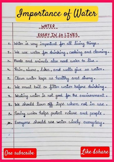 #importance of #water | #explorepage #10lines #essaywritinginenglish #trendingshorts #ytshorts