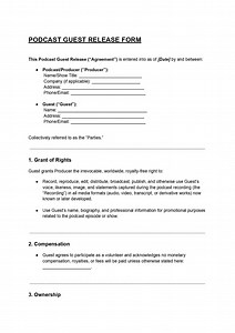 Podcast Guest Release Form Template | Editable DOC & PDF - Etsy Canada