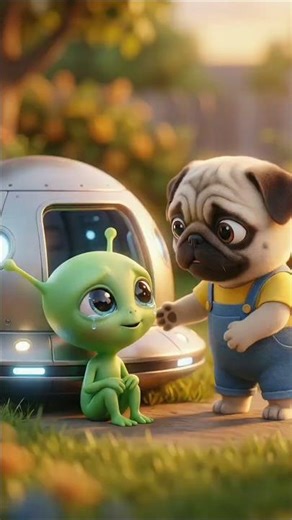 😭 Tiny Alien Lost His Home! Baby Pug Saves the Day 🛸💛 | Emotional Short Story#usa #cutedog #ai