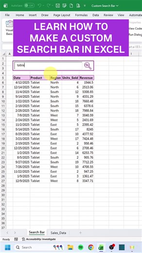 Custom search bar in Excel 🤯🤯🤯 #corporate #excel #exceltips #workhacks