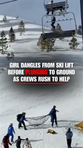SLOPE SCARE: A 12-year-old girl dangles from a ski lift in California as crews scramble to help her. Video shows the young snowboarder holding onto the lift as first responders prepare padding and safety netting to catch her fall. The girl then plunges to the ground, missing most of the safety net. She miraculously walked away without broken bones or major injuries. | Fox News