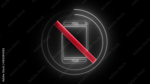 No Cellphones Allowed: This image of a 'No cellphones' symbol on a sleek, dark background conveys a strong message against phone use