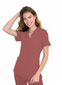 Green Town Scrubs for Women - 4 Pocket V-Neck Scrub Top, Stretch Fabric, Easy Care Uniforms